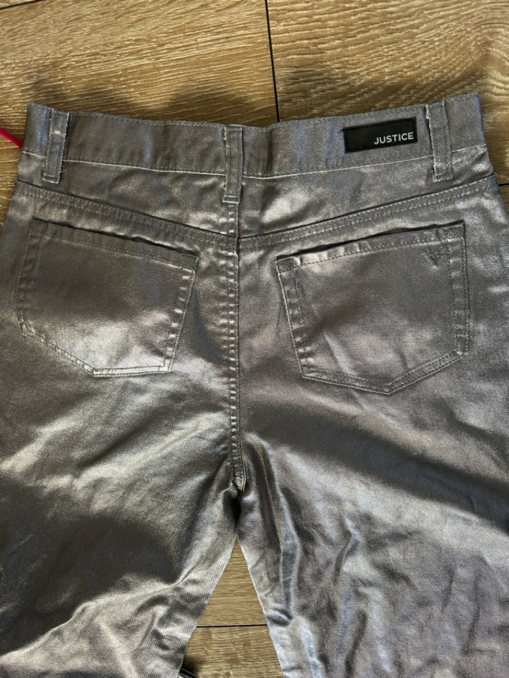 Justice Metallic Silver Wide-Leg Jeans - Picture 5 of 12